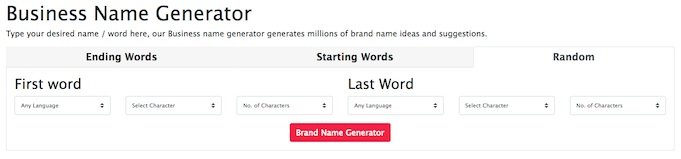 Generadores de nombres para empresas - Name4Brands